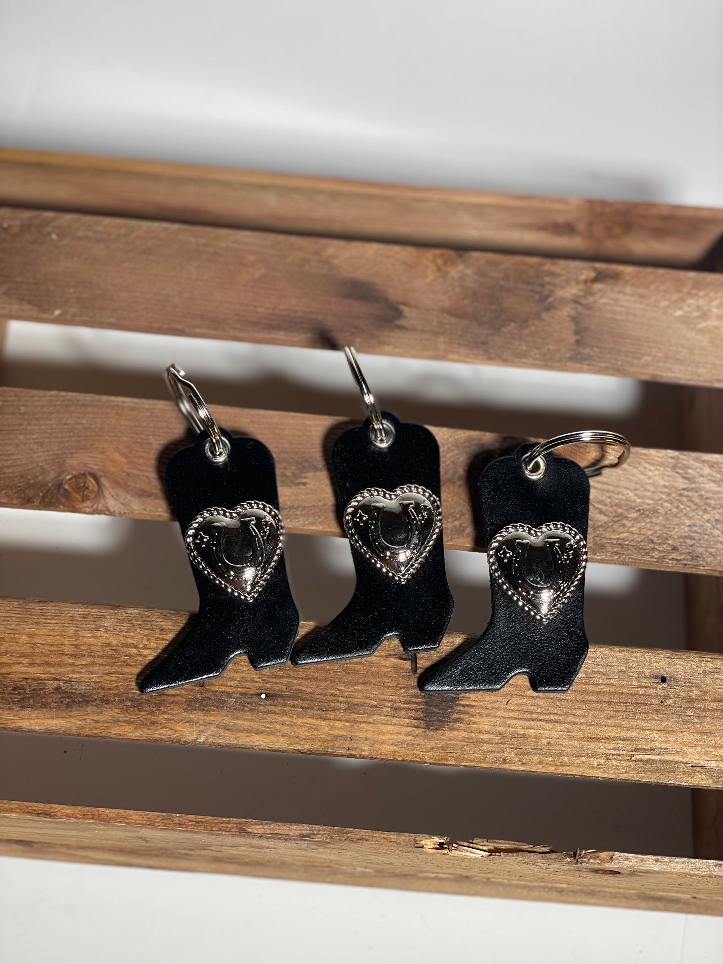 Dime Store Boot Key Fob- Black/Silver