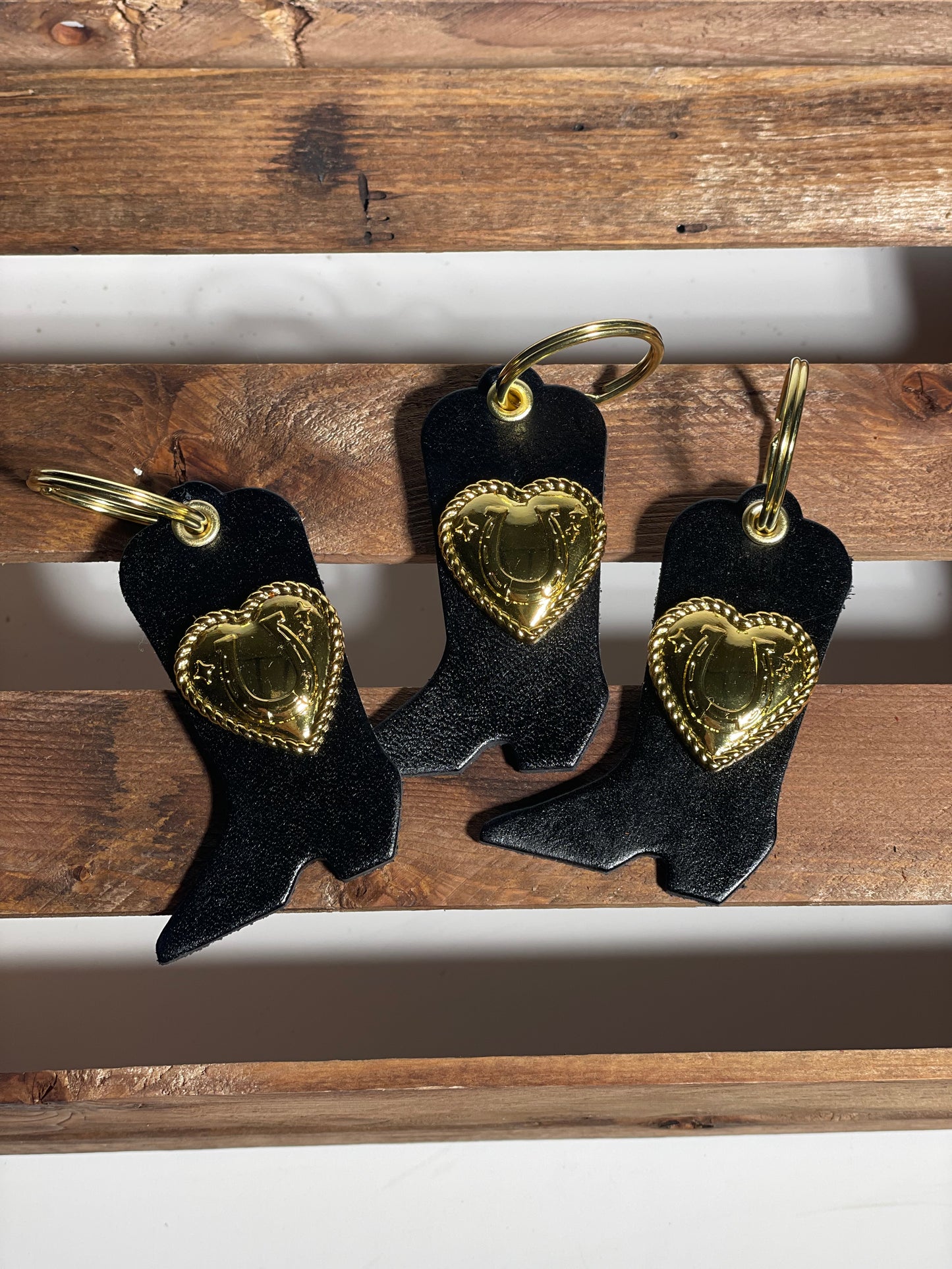Dime Store Boot Key Fob- Black/Brass