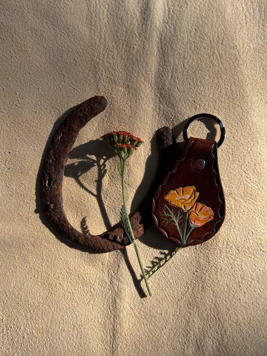 Hand Painted Poppy Key Fob No.4