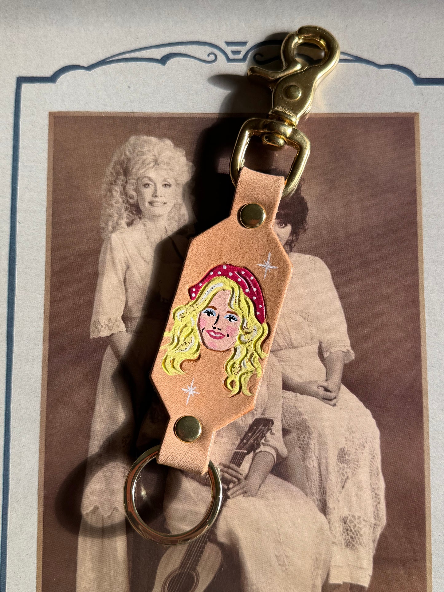 Dolly Portrait Heart Keychain